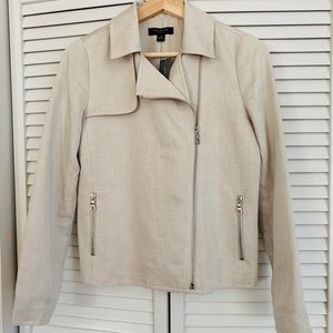 NWT Ann Taylor Linen Moto Jacket Size 0P